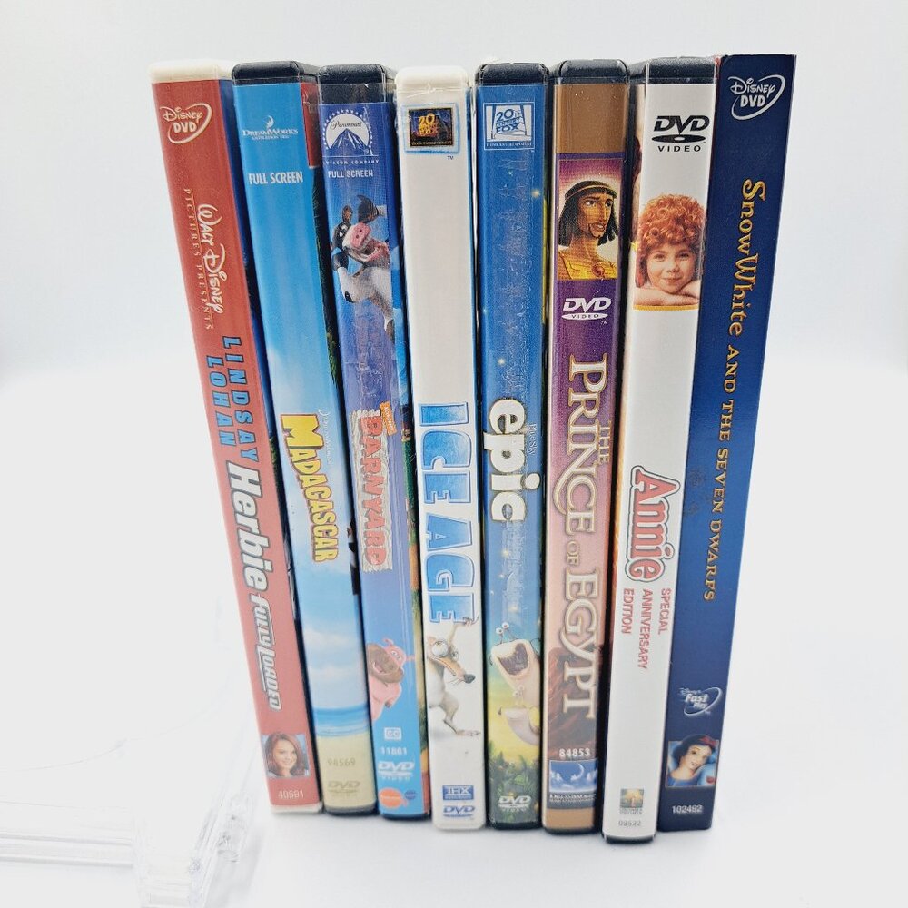 8 DVD Collection Disney, Dreamworks: Annie, Snow White unopened, Ice Age & More